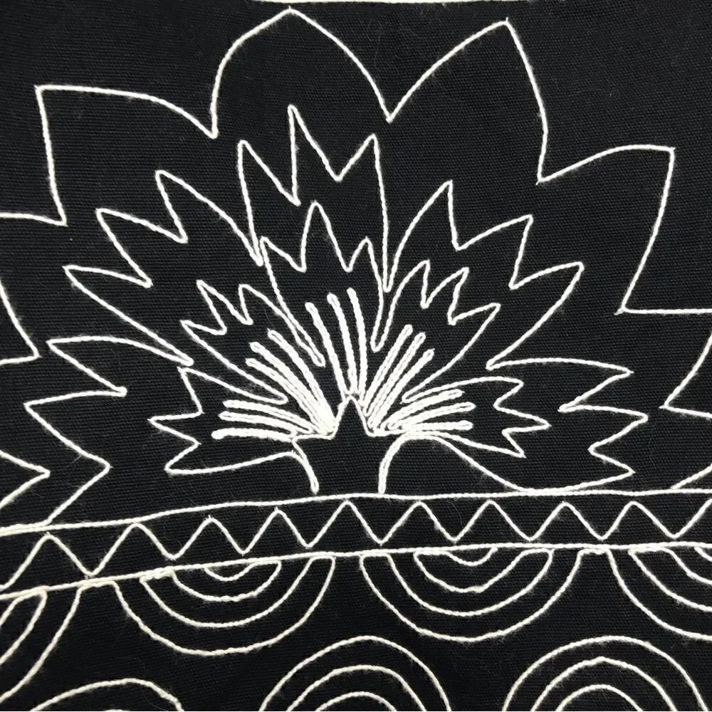 Talbots Black White Embroidered Stitch A Line Bohemian Skirt